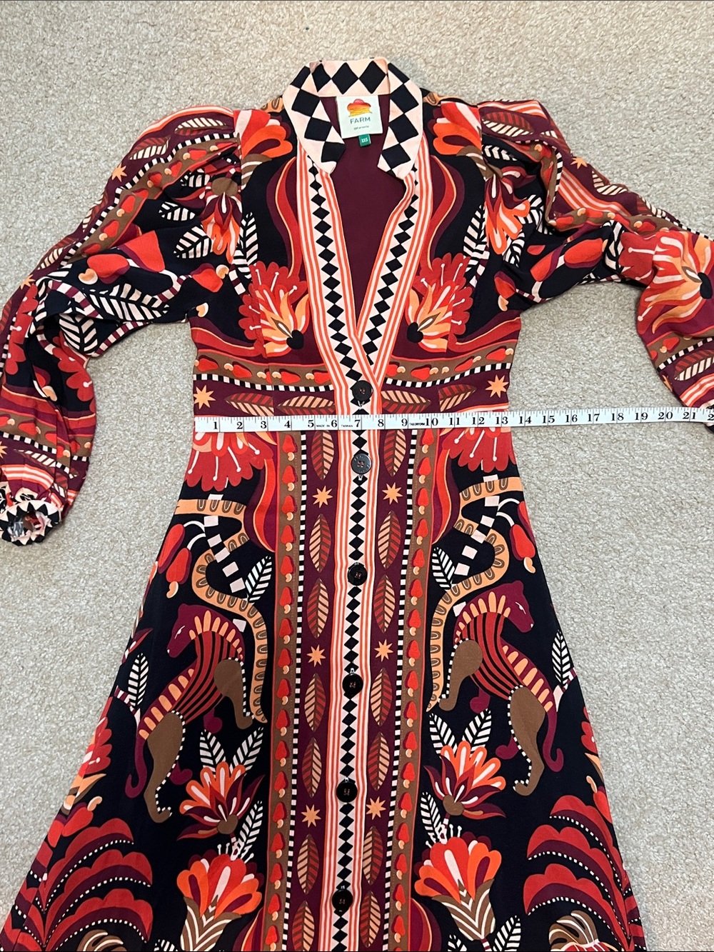 FARM Rio Nature Beauty Maxi Dress with Red & Orange Floral Print - Picture 7 of 8